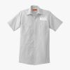 Short Sleeve Striped Industrial Work Shirt Thumbnail